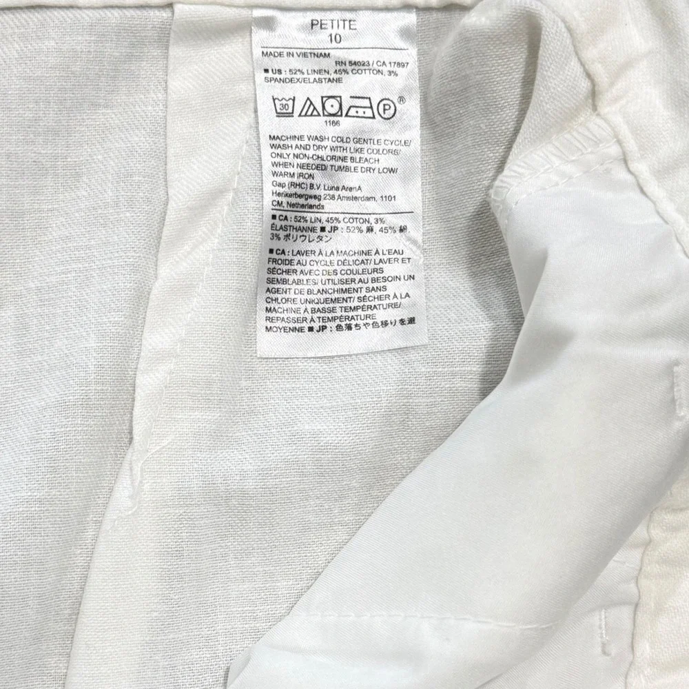 Banana‎ Republic Wide Leg Linen Blend Pants White High Rise Petite Preppy Luxury